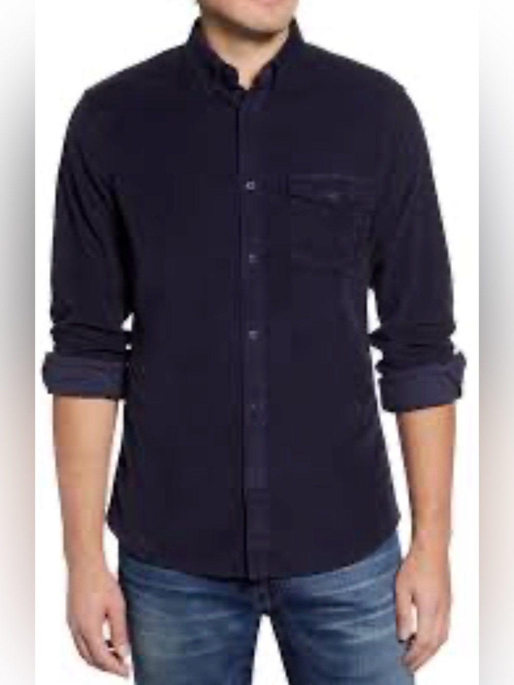1901 Navy Trim Fit Shirt with Subtle Texture